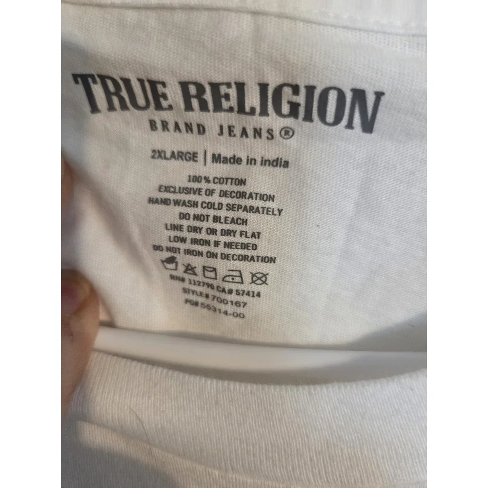 TRUE RELIGION‎ White Green with studs Short Sleeve Graphic T-shirt